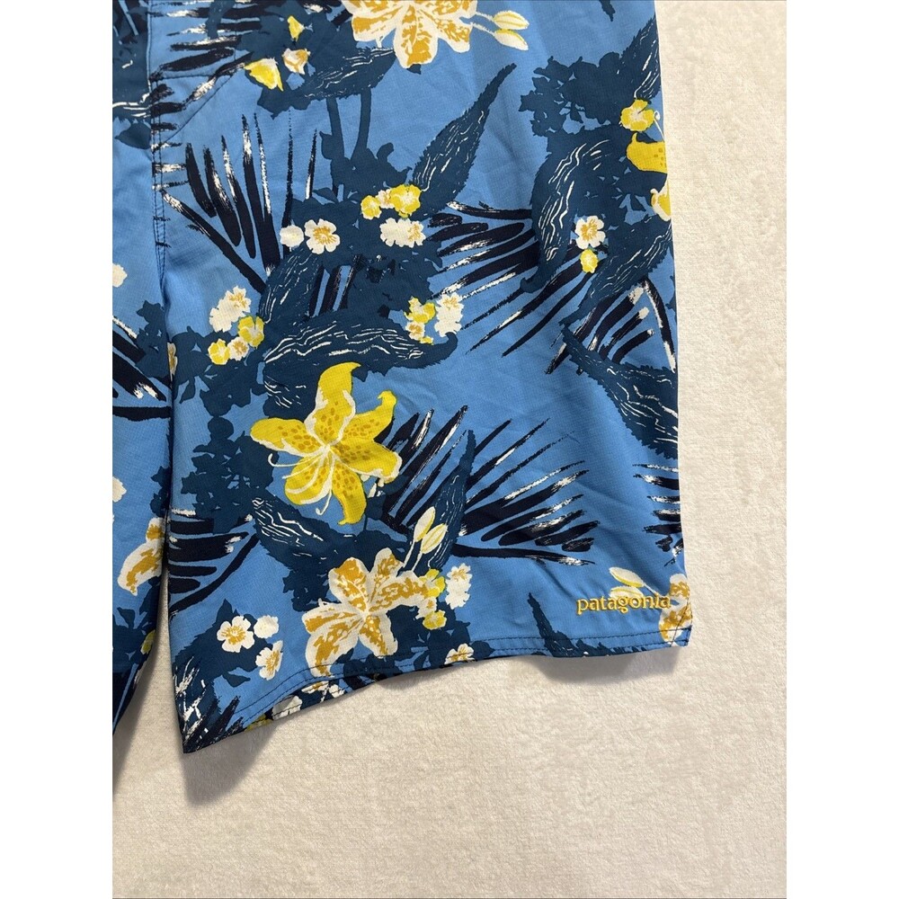 Patagonia Men's 36 Blue Yellow Stretch Planing Board Shorts Tropical Floral Swim - Picture 5 of 15